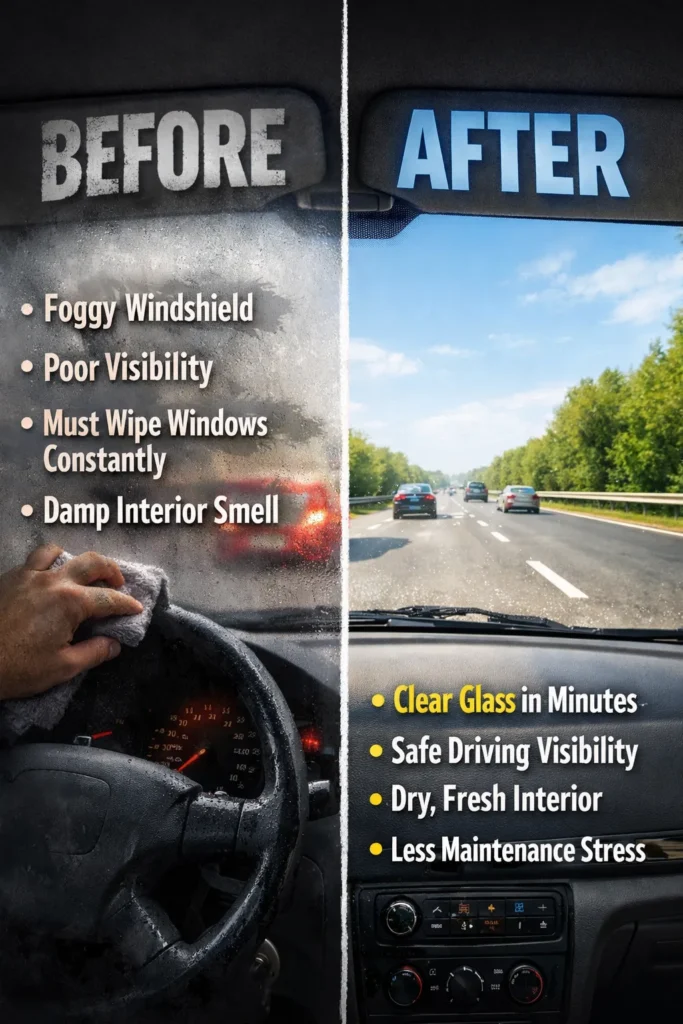 Before And After Explanation Car Window Condensation