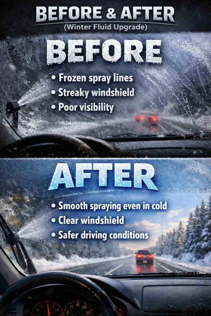 Before And After Winter Fluid Upgrade Winter Windshield Washer Fluid