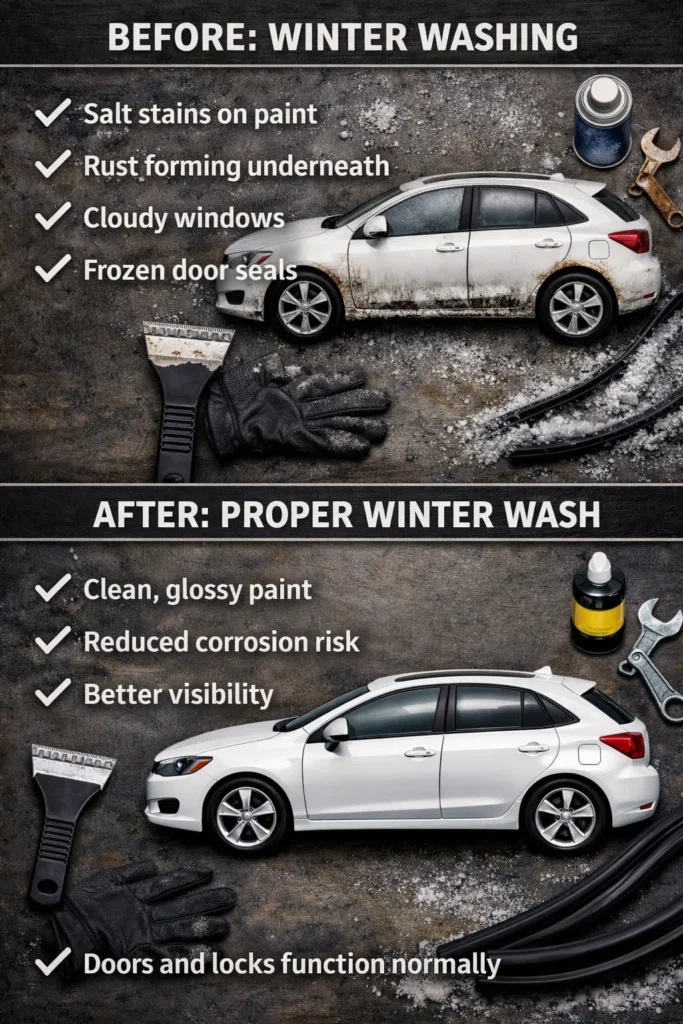 Before And After How To Wash Your Car In Winter