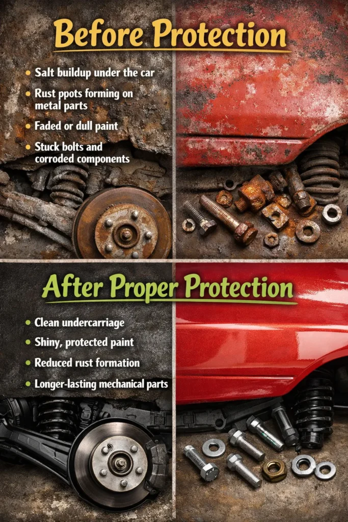 Before And After Road Salt Damage On Cars