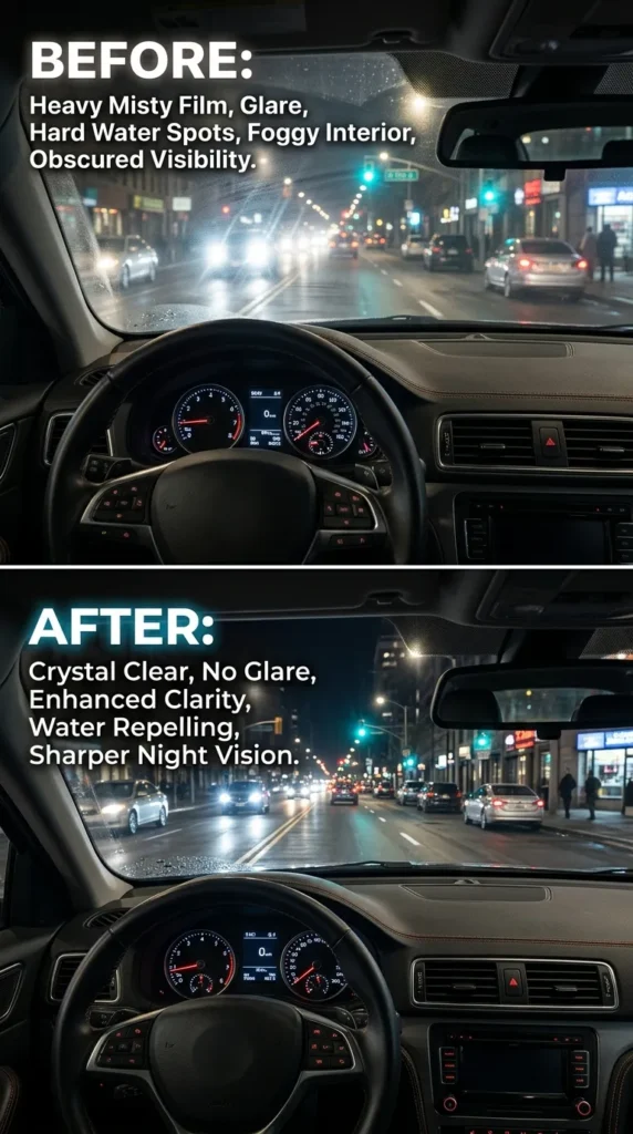Before And After Best Windshield Glass Cleaner