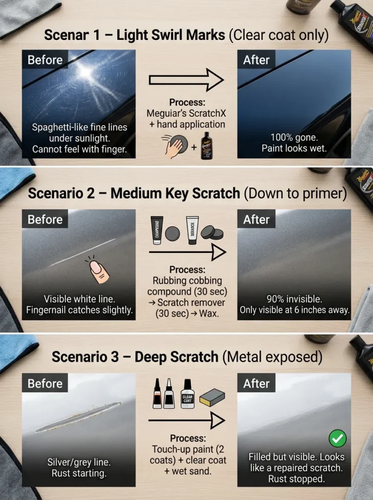 Before And After How To Remove Scratches From Car