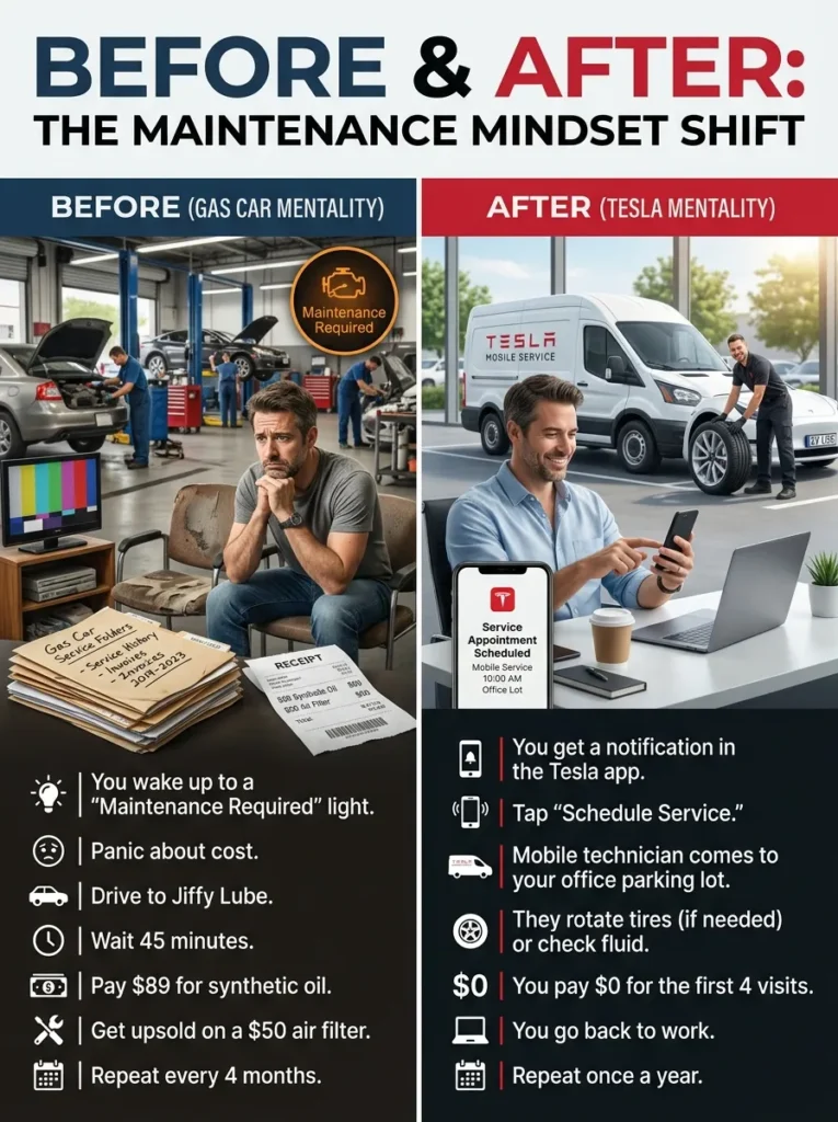 Before And After The Maintenance Mindset Shift Tesla Maintenance Cost Vs Gas Car