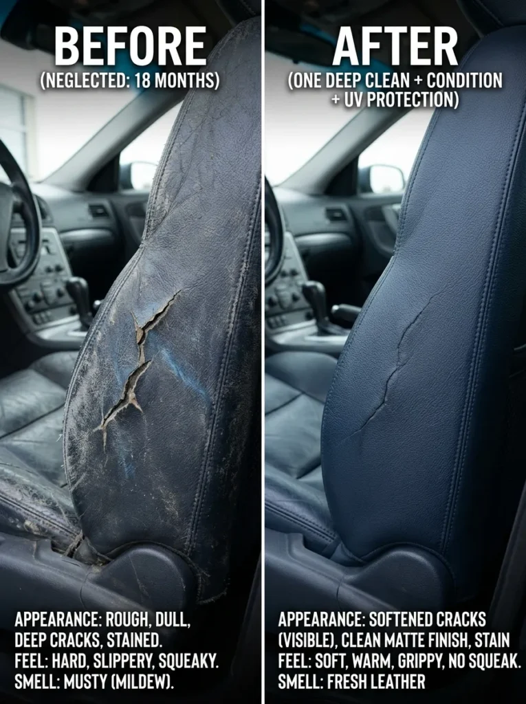 Before And After How To Take Care Of Leather Seats In A Car