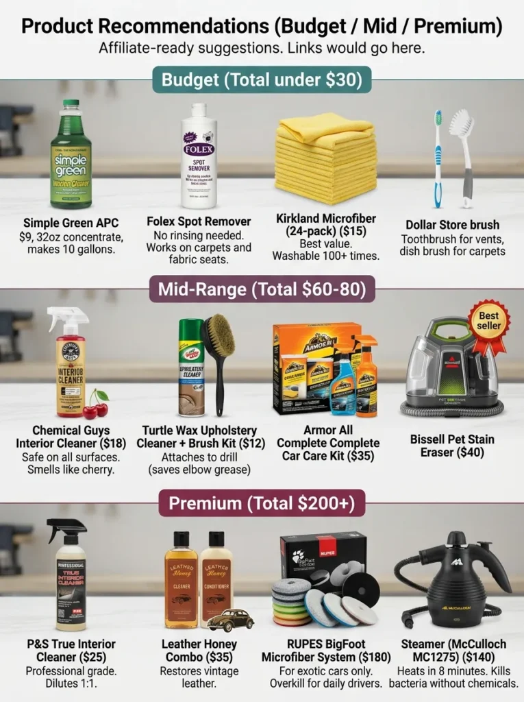 Product Recommendations Budget Mid Premium Car Interior Cleaning Cost