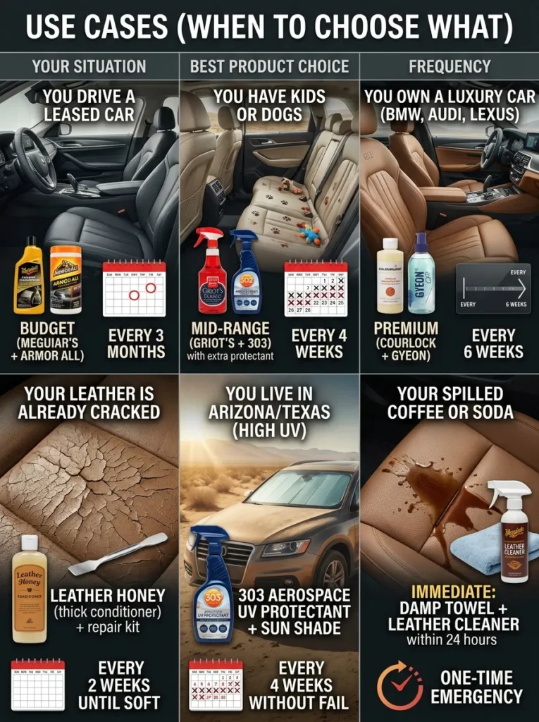 Use Cases When To Choose What How To Take Care Of Leather Seats In A Car