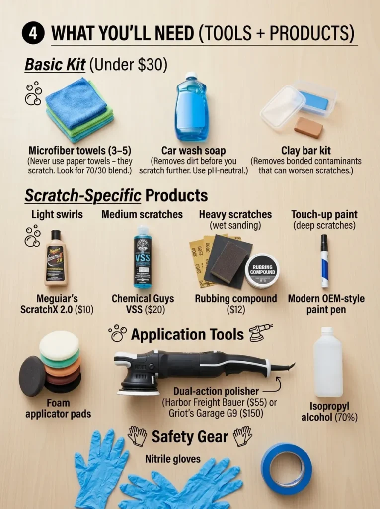 What Youll Need Tools Products Remove Scratches From Car